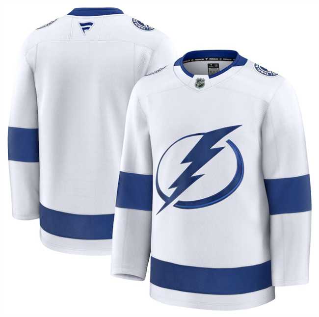 Mens Tampa Bay Lightning Blank White 2024-25 Away Stitched Hockey Jersey Dzhi